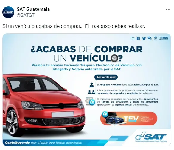 sat en twitter traspaso vehiculo